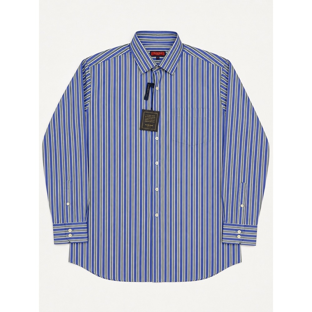 Austin Reed London Mens XXL Blue Striped English Fit 100% Cotton Dress Shirt NWT
